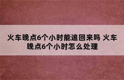 火车晚点6个小时能追回来吗 火车晚点6个小时怎么处理